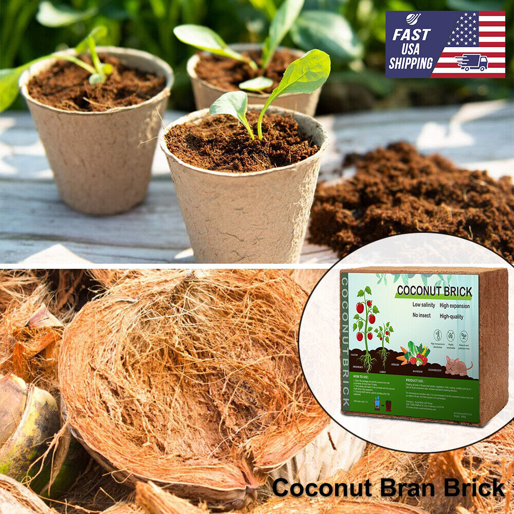 2pcs 5KG Coco Coir Bricks Coconut Fiber Potting Soil Garden Plant Organic