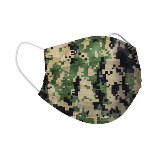 Disposable 3-PLY Face Mask (60PCS) - Protective 3-Layer Nose & Mouth Cover for Outdoor Use, Camo Green