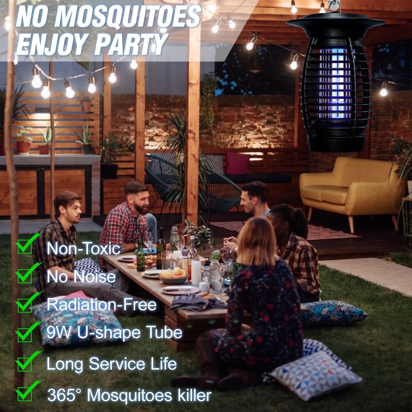 MK-017 Series 9W Light Tube Electric Bug Zapper/Pest Repeller with U-shape Tube Indoor&Outdoor
