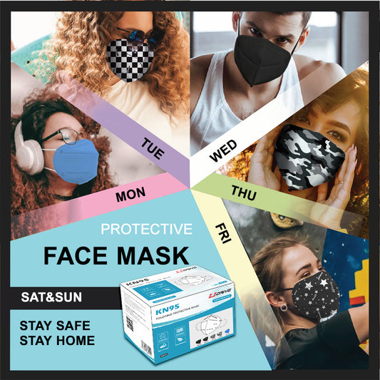 5-Colors Mix Color AC01 Disposable KN95 Face Mask (50PCS) - Protective 5-Layer Nose & Mouth Cover for Outdoor Use